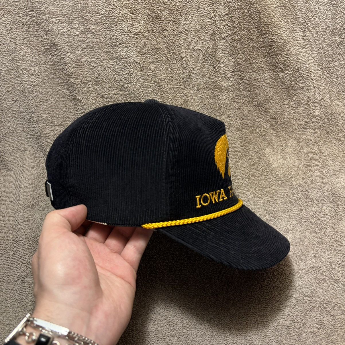 Vintage Vintage 80s Iowa Hawkeyes Corduroy Hat Leather Strap Logo Size ONE SIZE - 6 Thumbnail