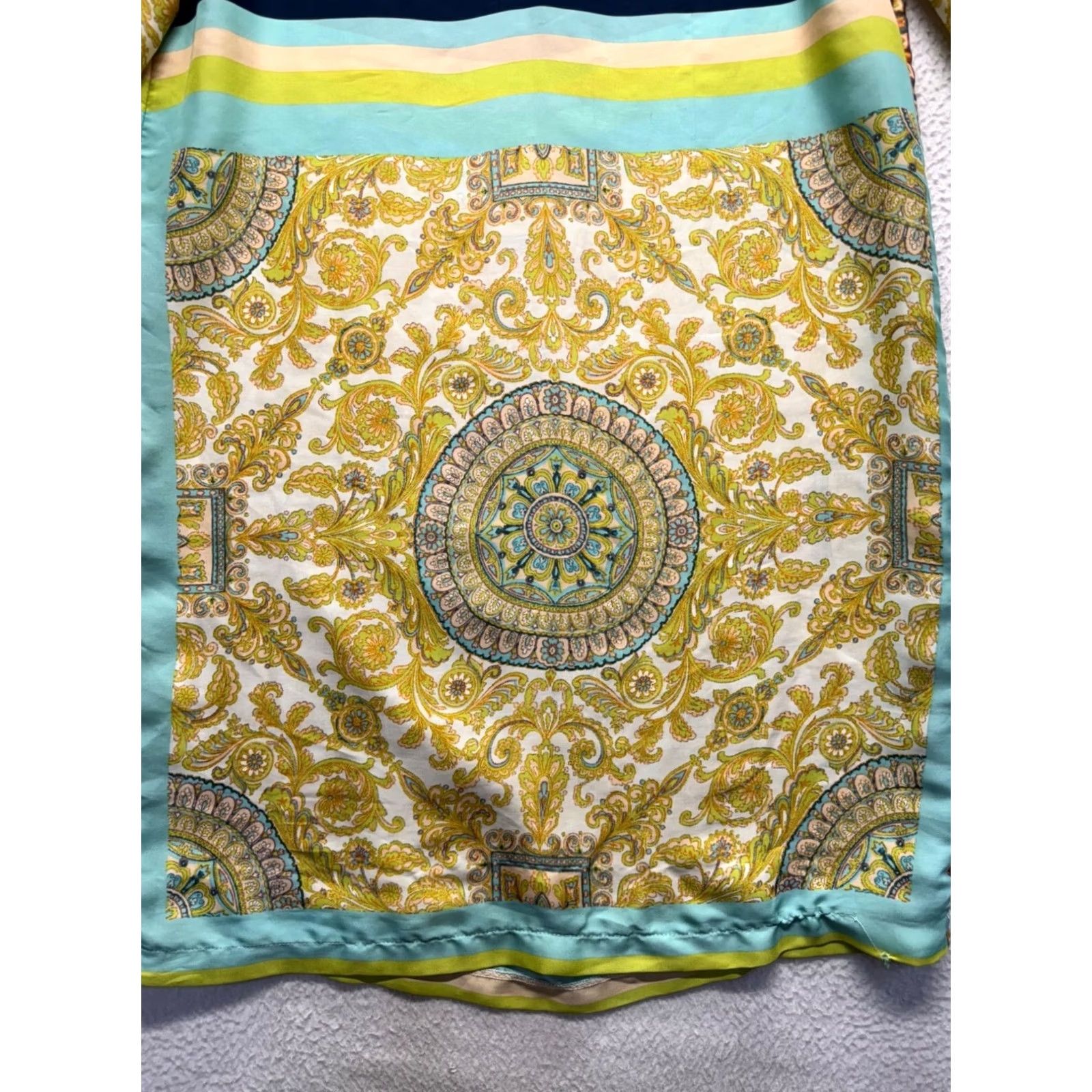 Zara Zara Basic Multicolor Dress Boho Paisley Print - Size M Womens Long Sleeve Shift Polyester Silk Yellow Paisley Bohemian Size M / US 6-8 / IT 42-44 - 3 Thumbnail