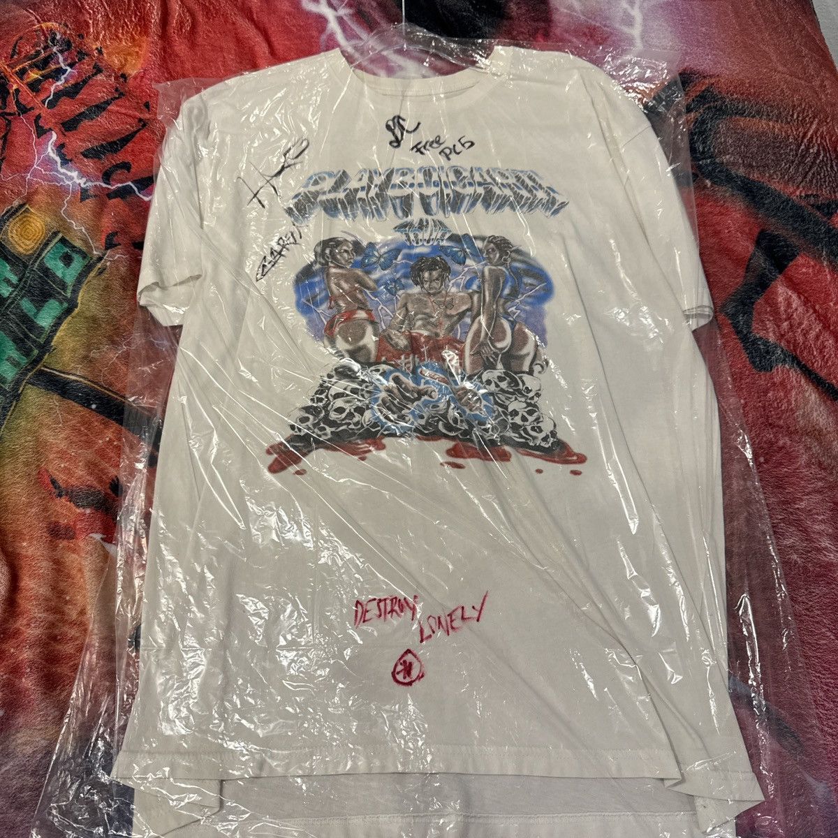 Destroy Lonely × Ken Carson × Playboi Carti SIGNED BY ALL OPIUM Playboi carti die lit tour tee Size US L / EU 52-54 / 3 - 1 Thumbnail