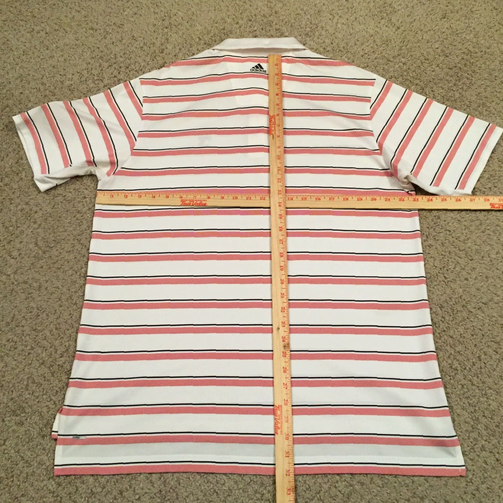 Adidas Adidas Polo Shirt Mens Large Red Striped Short Sleeve Climacool Polo Shirt L Red Mens Size US L / EU 52-54 / 3 - 7 Thumbnail