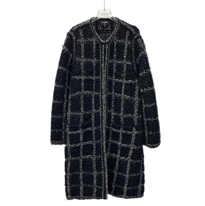 Chanel Chanel Black Wool Women's Coat 0089 Size S / US 4 / IT 40 - 1 Thumbnail
