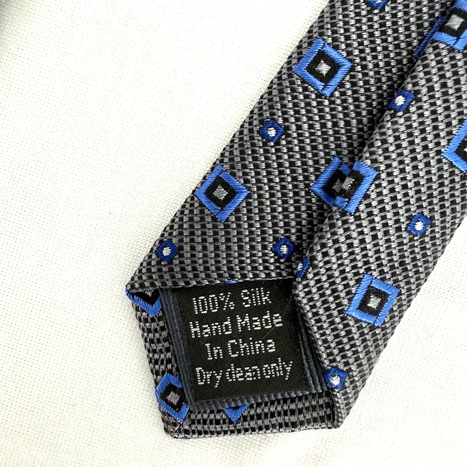 Joseph Abboud Joseph Abboud Silk Tie Gray Blue Geometric Pattern Size ONE SIZE - 5 Thumbnail