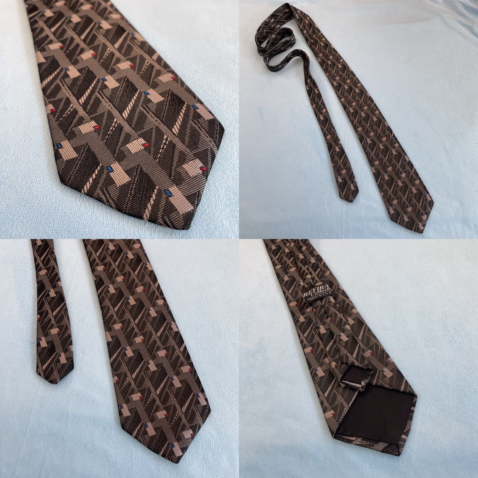 Vintage VINTAGE TREVIRA Collection Tie Men 3" Gray Steel Punk 58" Cybergoth USA Made Abstract Geometric 90s Mens Size ONE SIZE - 9 Thumbnail