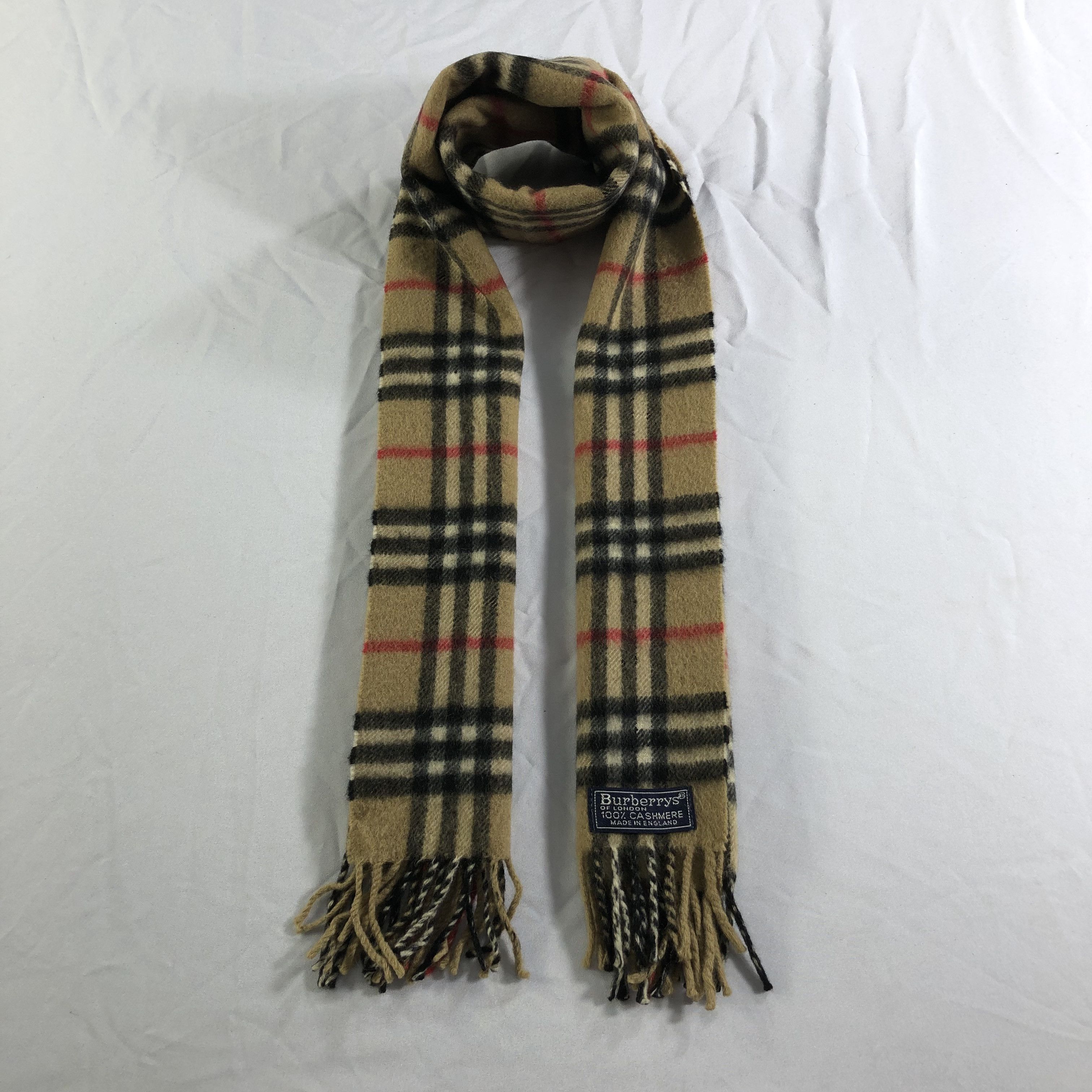 Burberry Burberrys Nova Check Tan Cashmere Scarf Muffler V2298 Size ONE SIZE - 1 Thumbnail