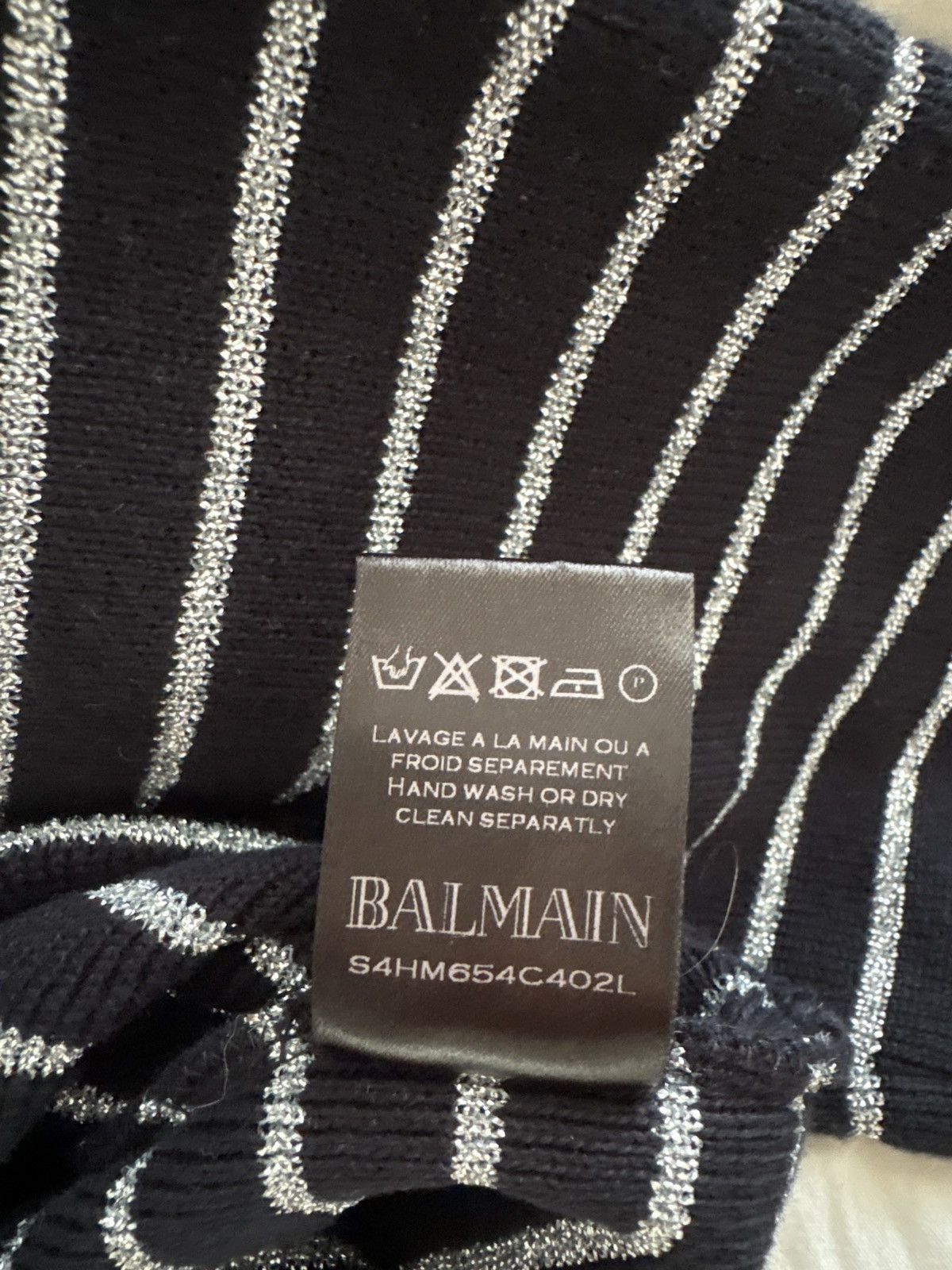Balmain Balmain Sweater Navy with shiny silver stripes UNISEX Size US L / EU 52-54 / 3 - 6 Thumbnail