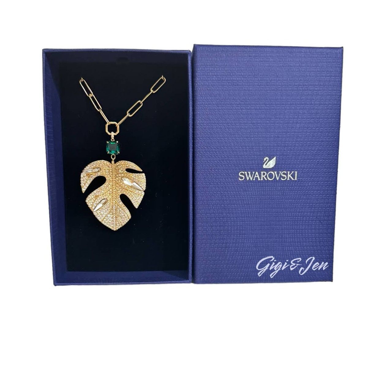 Swarovski Swarovski Gold and Multi Tropical Leaf Pendant Necklace Grailed