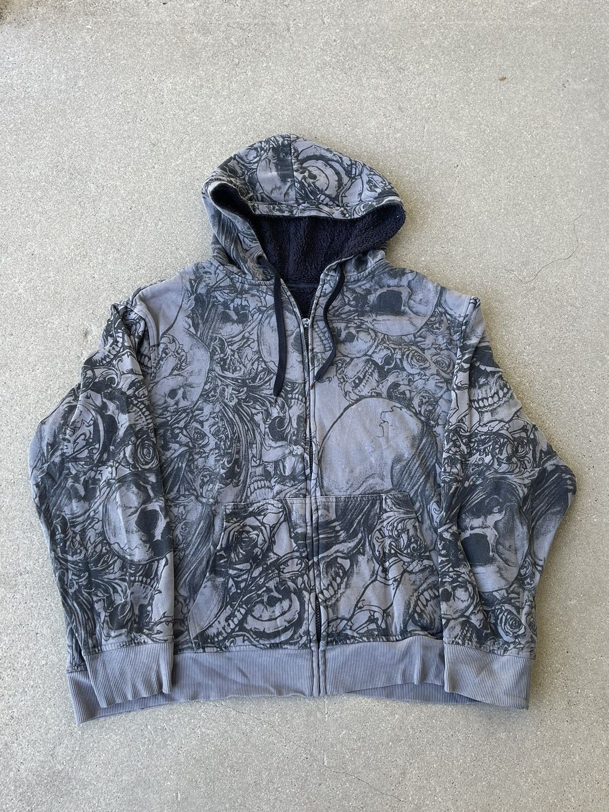 Affliction × Vintage Vintage Y2K AOP Skull Wings Grunge Style Hoodie Mens XL Size US XL / EU 56 / 4 - 1 Thumbnail