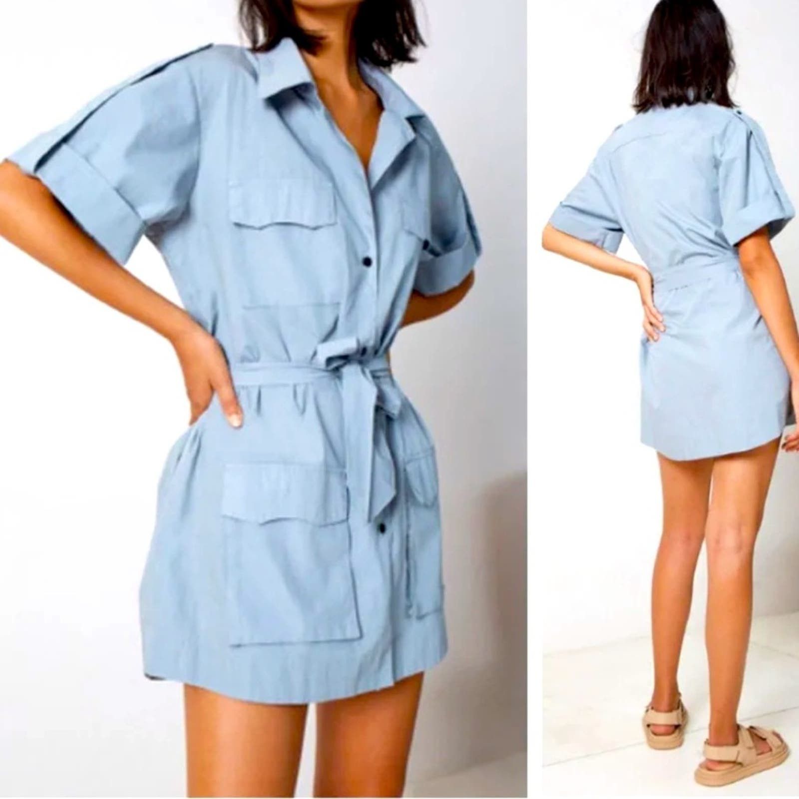 image of Swf S/w/f Mini Utilitarian Dress In Tranquil Blue Size Small Nwt, Women's
