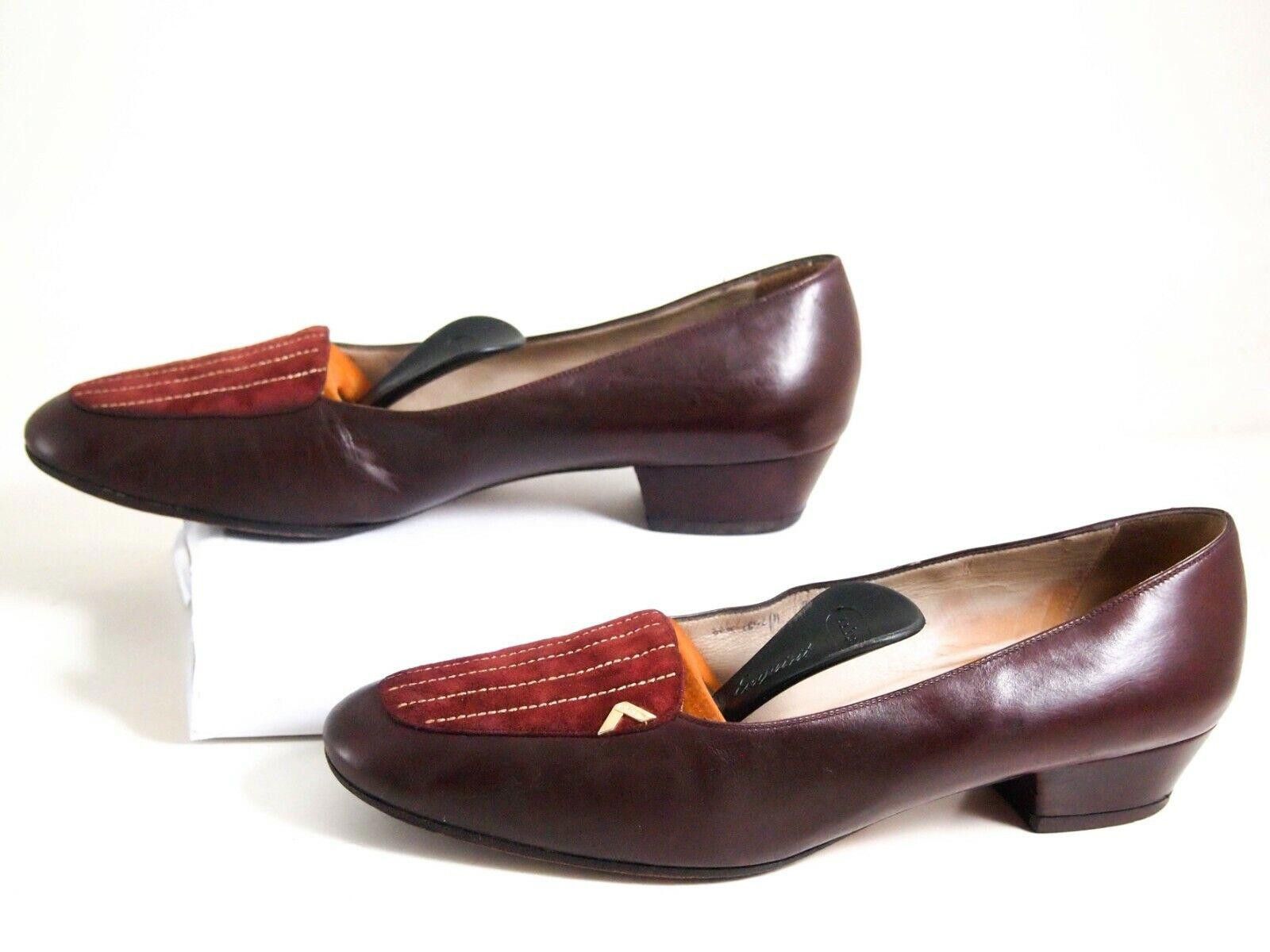 Salvatore Ferragamo Ferragamo Pumps Burgundy Leather Suede US 8.5 B EU 39 Size US 8.5 / IT 38.5 - 4 Thumbnail