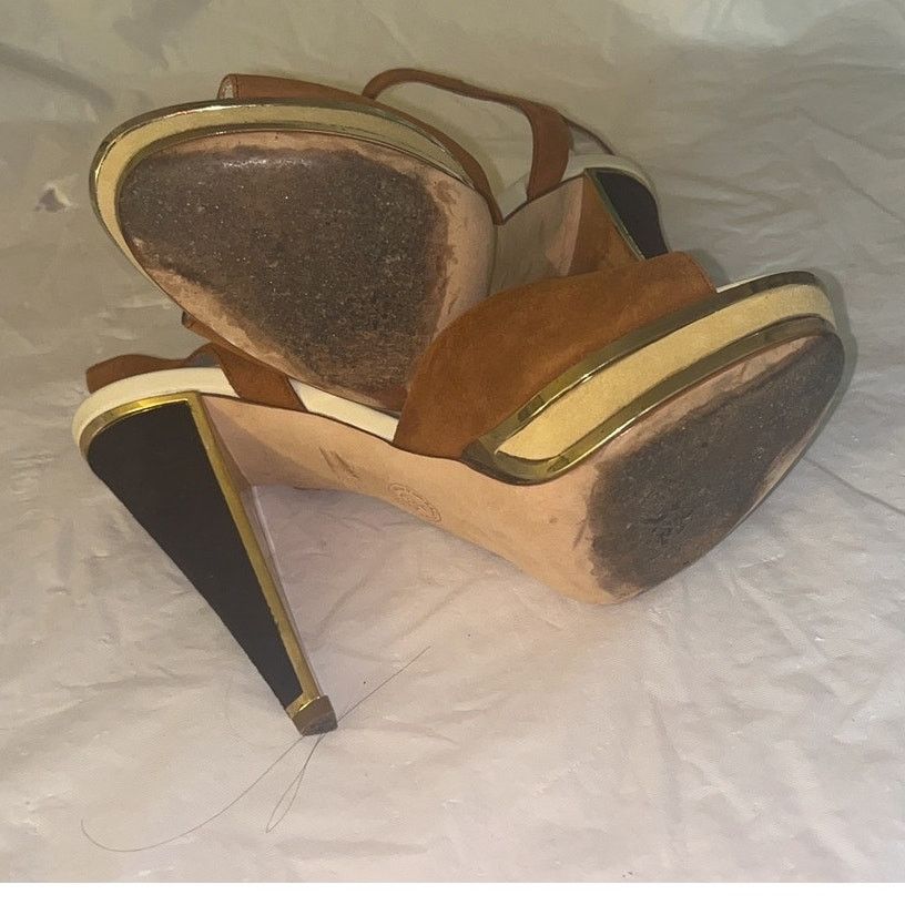 Bally Bally Tri Color Suede Pumps Open Toe Sandals SZ: 5 With Box Size US 5 / IT 35 - 6 Thumbnail