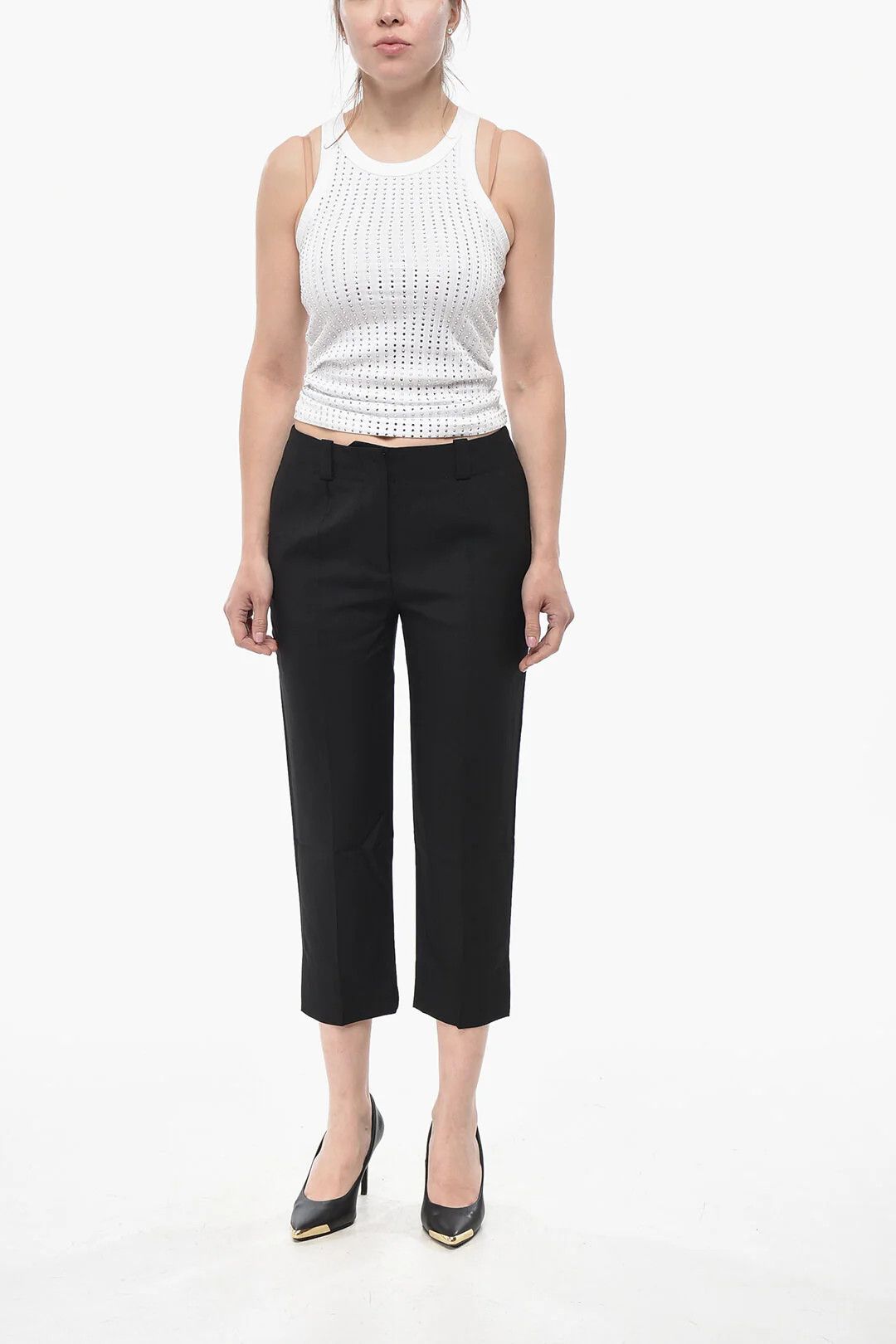 Kenzo og1mm0426 Cropped-Fit Wool Pant in Black Size 28" / US 6 / IT 42 - 4 Thumbnail