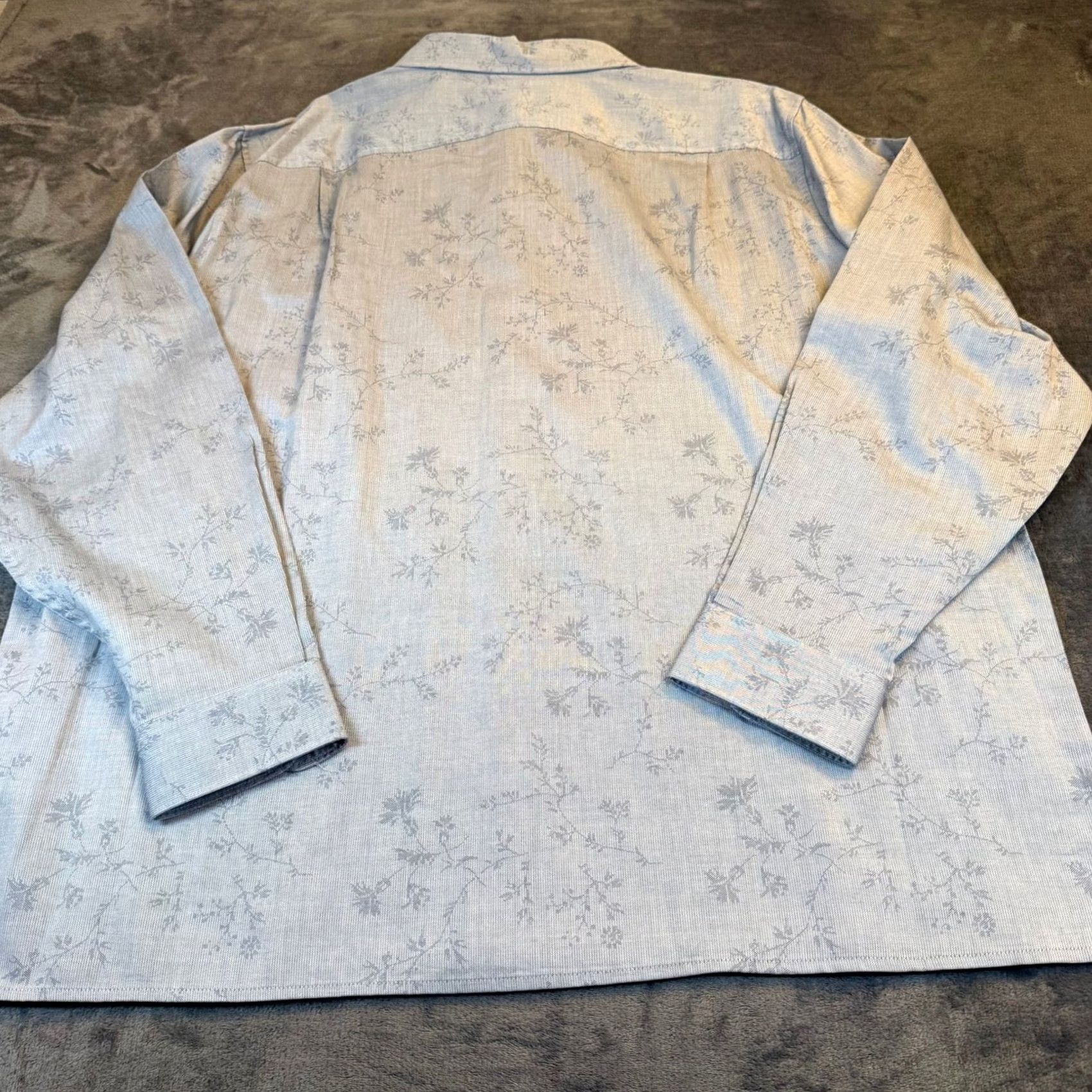 Perry Ellis Perry Ellis Mens Big & Tall 2X Blue Grey Floral Vine Cotton Button-Down Shirt NWT Size US XXL / EU 58 / 5 - 5 Thumbnail