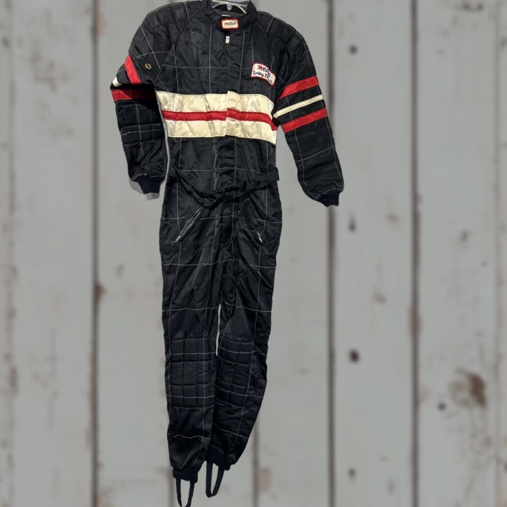 Vintage VINTAGE Karting Jump Suit Mens Small Black Zip Long Sleeve Morco Threads Jackson Missouri Mens Size 36R - 1 Thumbnail