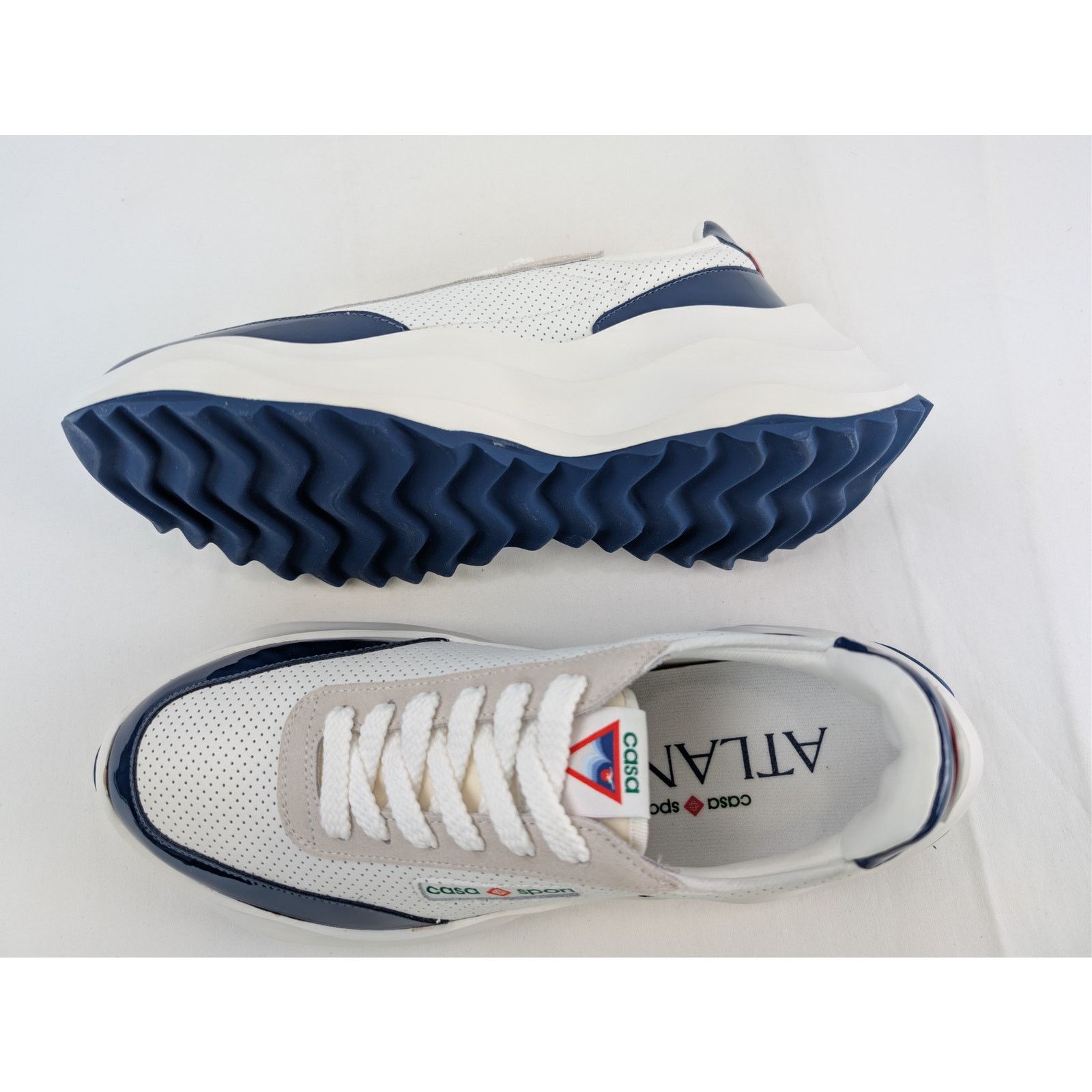 Casablanca o1rshd1 Leather Mens Atlantis Sneaker in White / Navy Size US 9.5 / EU 42-43 - 2 Thumbnail