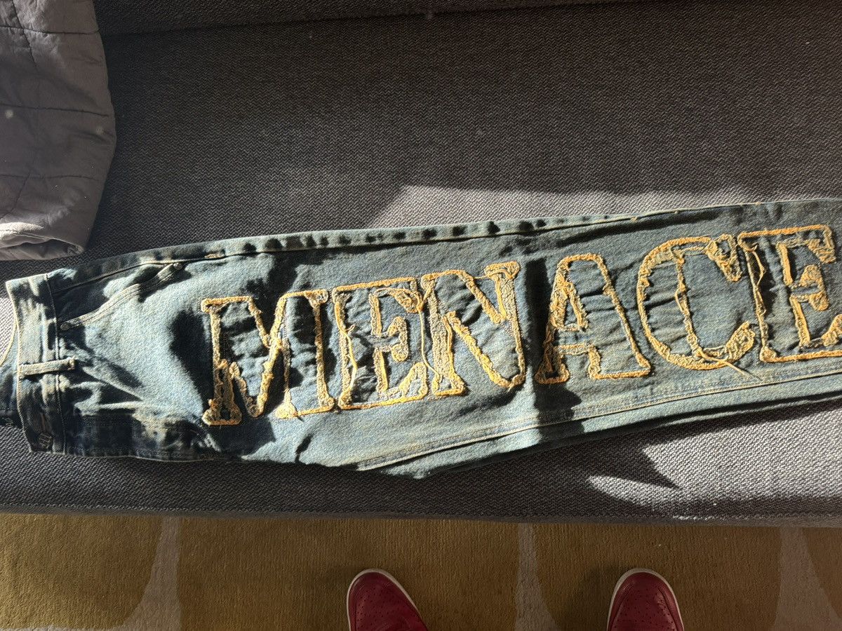 Menace LA Distressed Stencil Denim Jeans