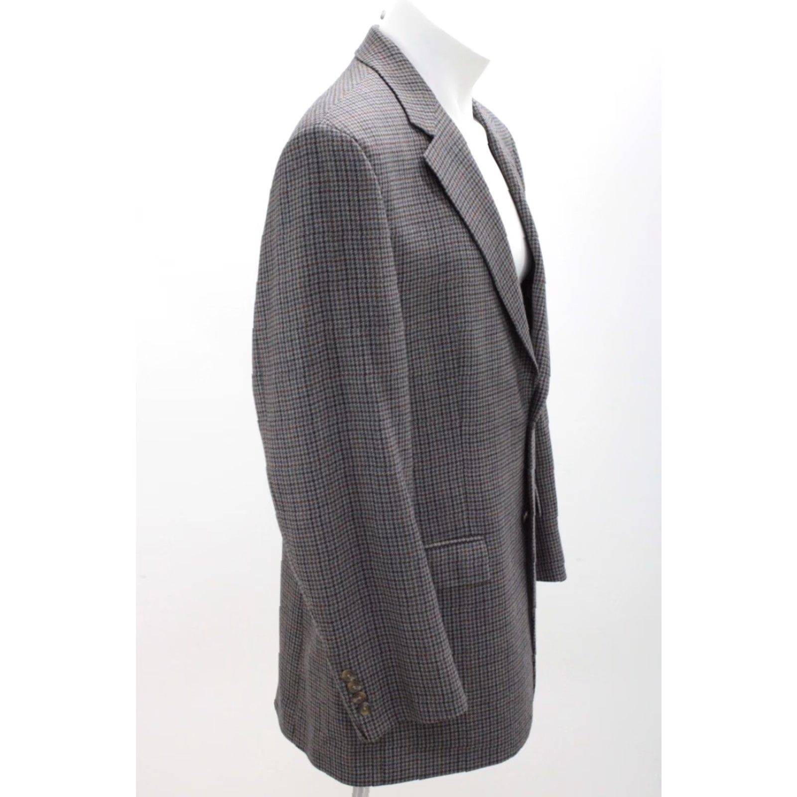 Chaps Chaps Ralph Lauren Blazer Men 44L Gray Lambswool Houndstooth Jacket Business Formal Party/Cocktail Travel Wedding Mens Size 44R - 4 Thumbnail