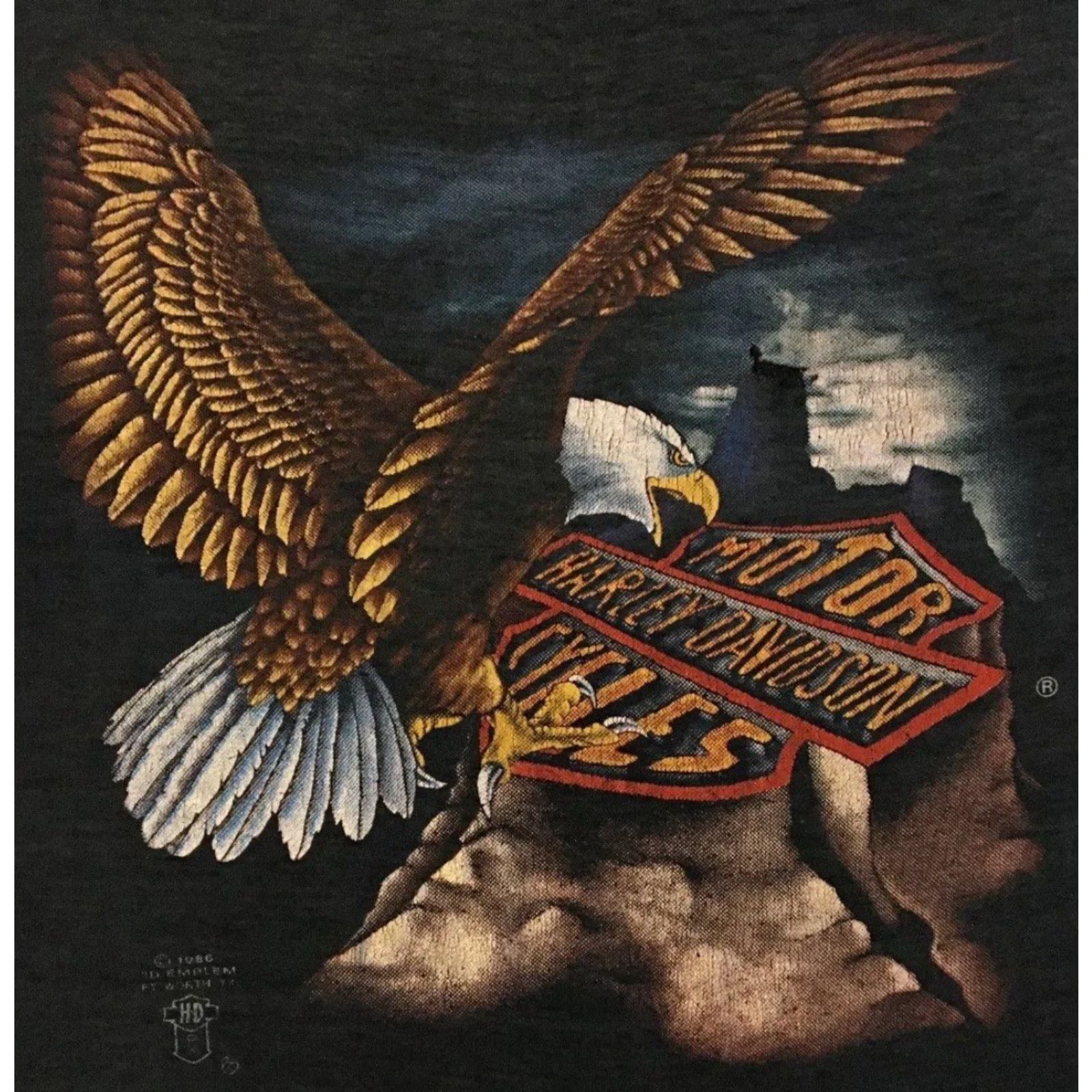 Harley Davidson Vtg Harley Davidson 3D Emblem Shirt S Mens Black Vintage Distressed Grunge Oswego USA Eagle 80s 70s 90s Graphic Tee Size US S / EU 44-46 / 1 - 3 Thumbnail