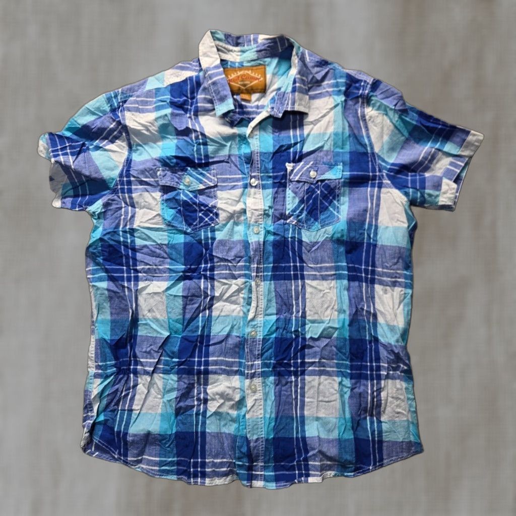 Camel Red Camel Shirt Button-Up Short Sleeve Plaid Cotton Blue 2XL Mens Casual Western Modern Classic — Button-Up Shirt Size US XXL / EU 58 / 5 - 1 Thumbnail