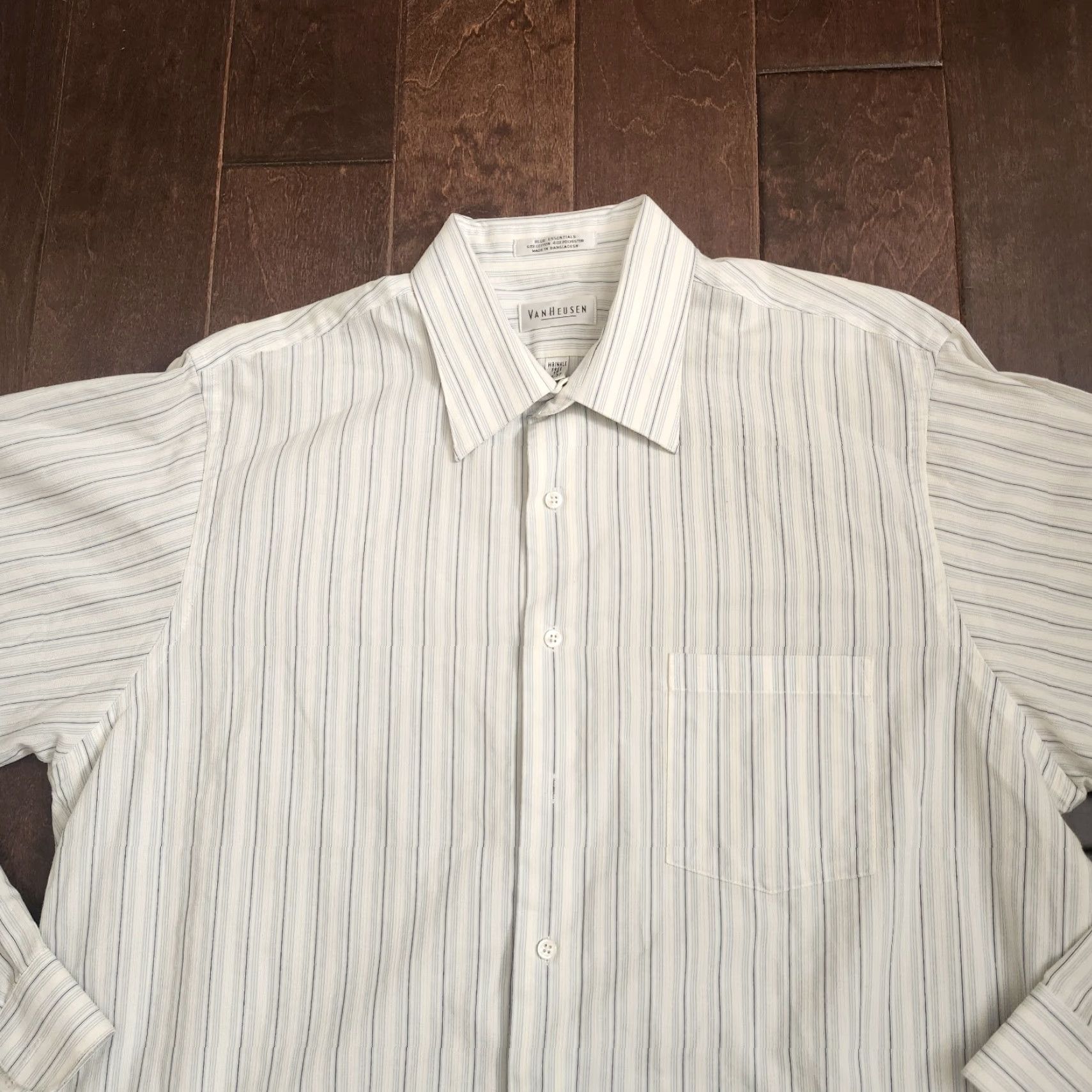 Van Heusen Van Heusen Mens Dress Shirt Striped Long Sleeve Button Up 17 36/37 Multicolor Regular Size 46R - 4 Thumbnail