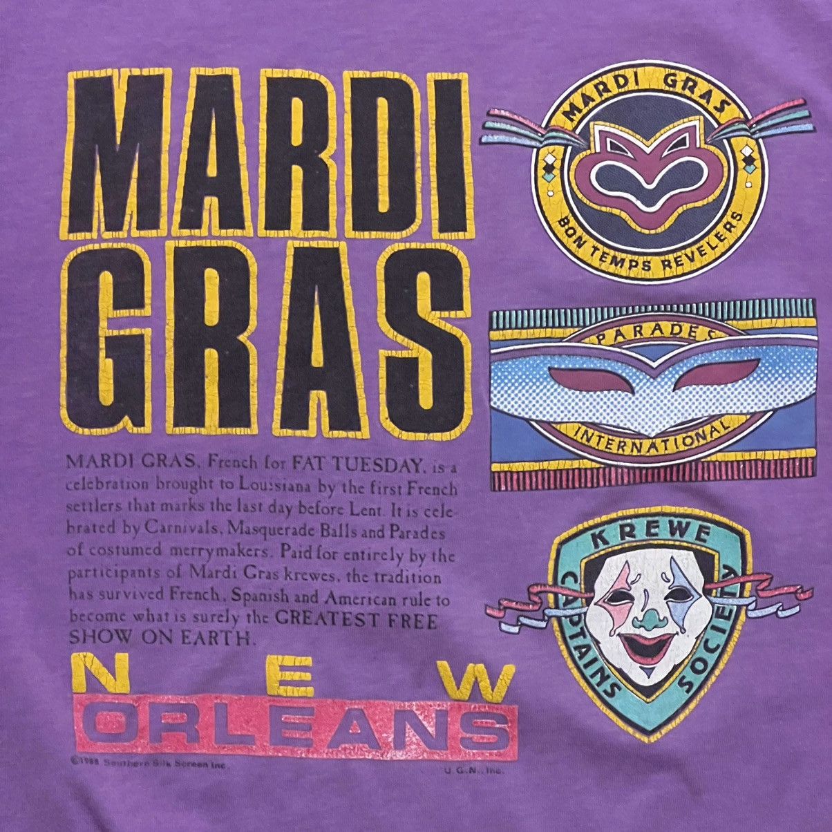 Vintage Vintage New Orleans Mardi Gras Krewes Medium Purple T Shirt Size US M / EU 48-50 / 2 - 2 Thumbnail