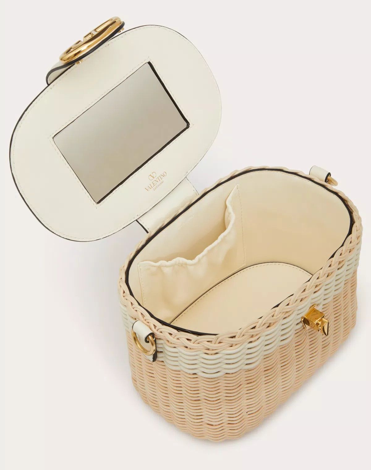 Valentino oc11z0725 Size:OS/Vlogo Signature Wicker Vanity Bag in Beige Size ONE SIZE - 6 Thumbnail
