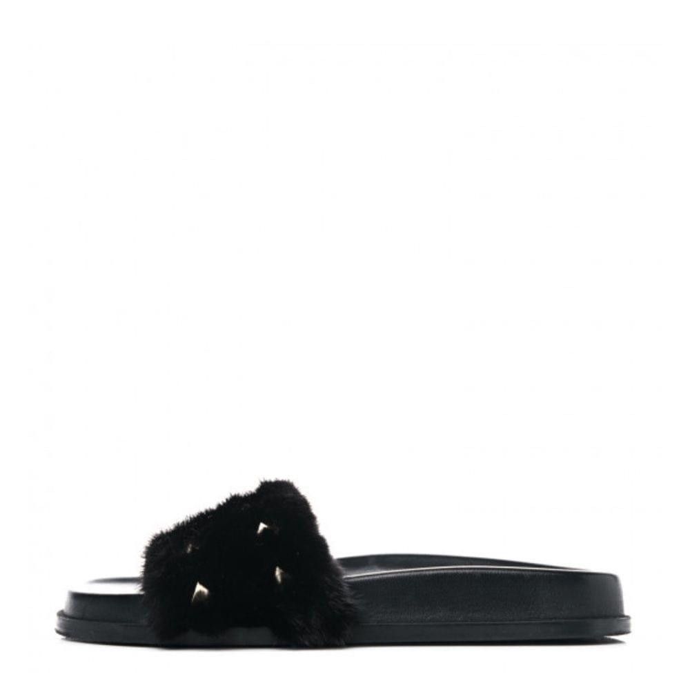 Valentino Valentino Garavani Rockstud Mink Fur Slide Sandal Size 9 Size US 9 / IT 39 - 1 Thumbnail