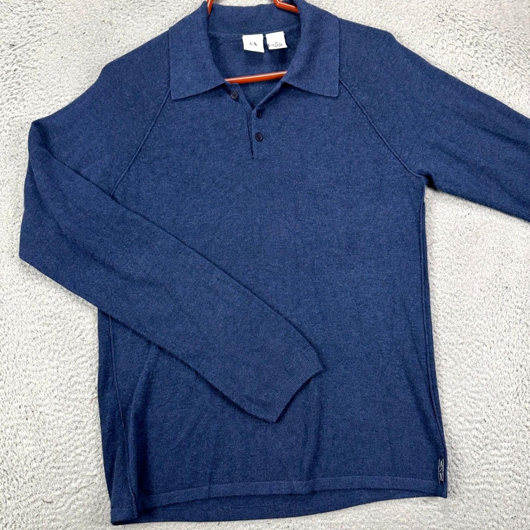 Armani Exchange Armani Exchange Sweater Polo Mens Medium Blue Long Sleeve Lightweight Stretch Size US M / EU 48-50 / 2 - 2 Thumbnail