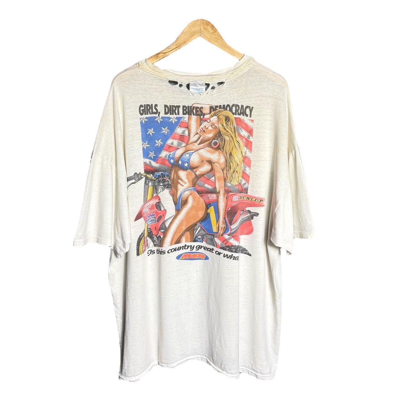 Vintage Vintage 90s Girls Dirt Bikes MSR Distressed T-Shirt / Honda Size US XXL / EU 58 / 5 - 1 Thumbnail