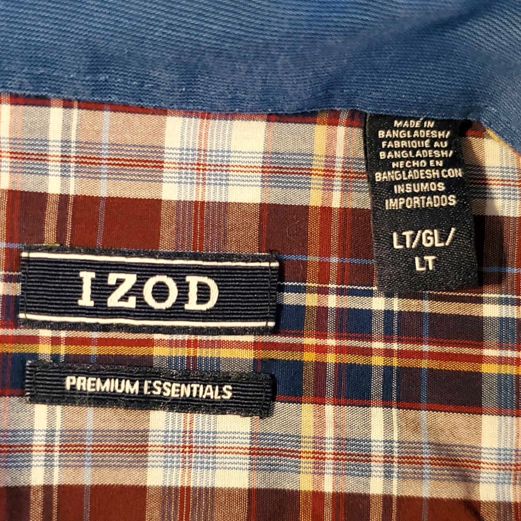 Izod IZOD Men's Size Large Tall Premium Essentials Button Up Shirt LT Long Sleeve Check Multicolor Cotton Size US L / EU 52-54 / 3 - 2 Thumbnail