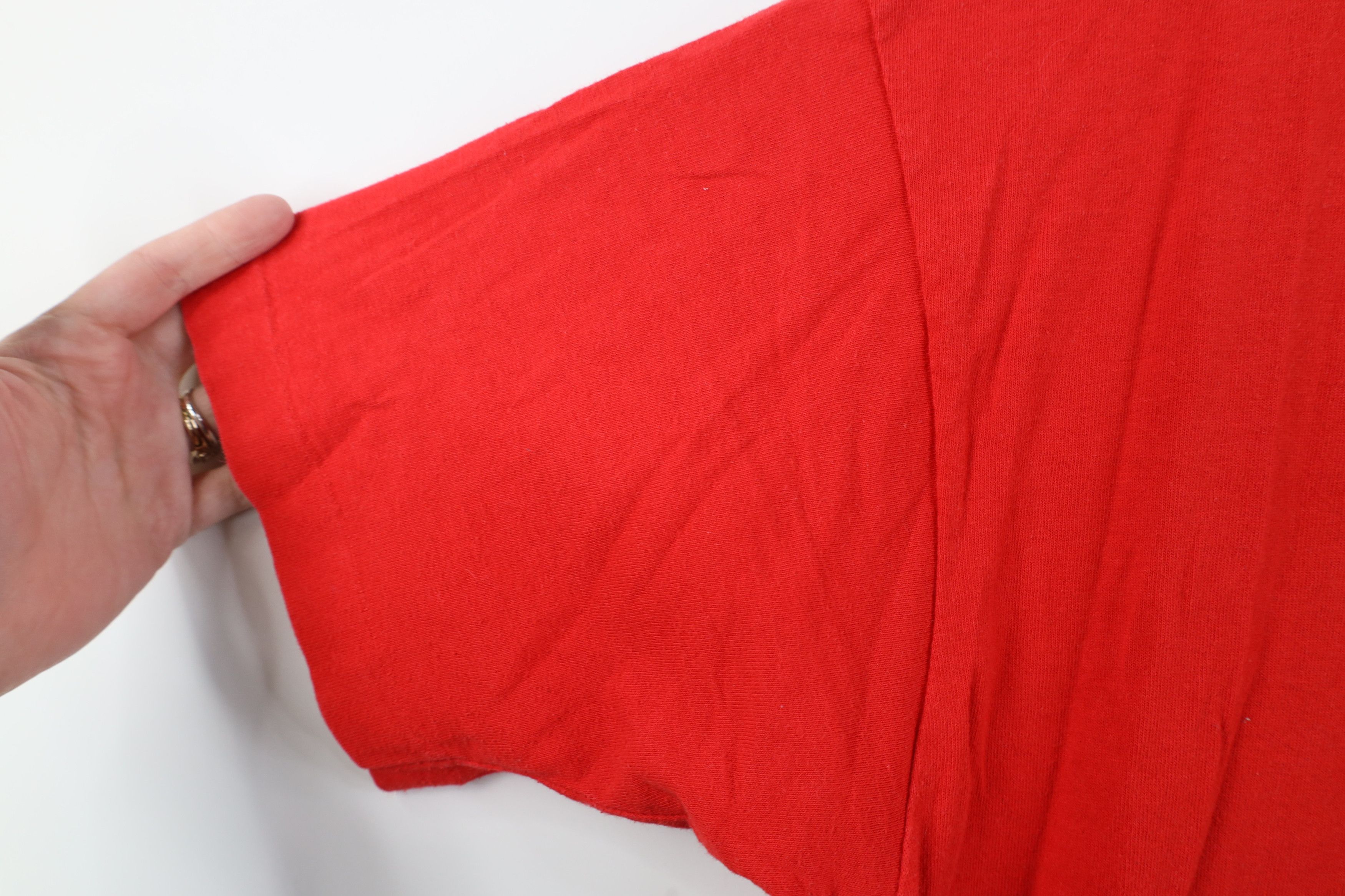 Vintage Vintage 90s Streetwear Heavyweight Cotton T-Shirt Red USA Size US XL / EU 56 / 4 - 6 Thumbnail