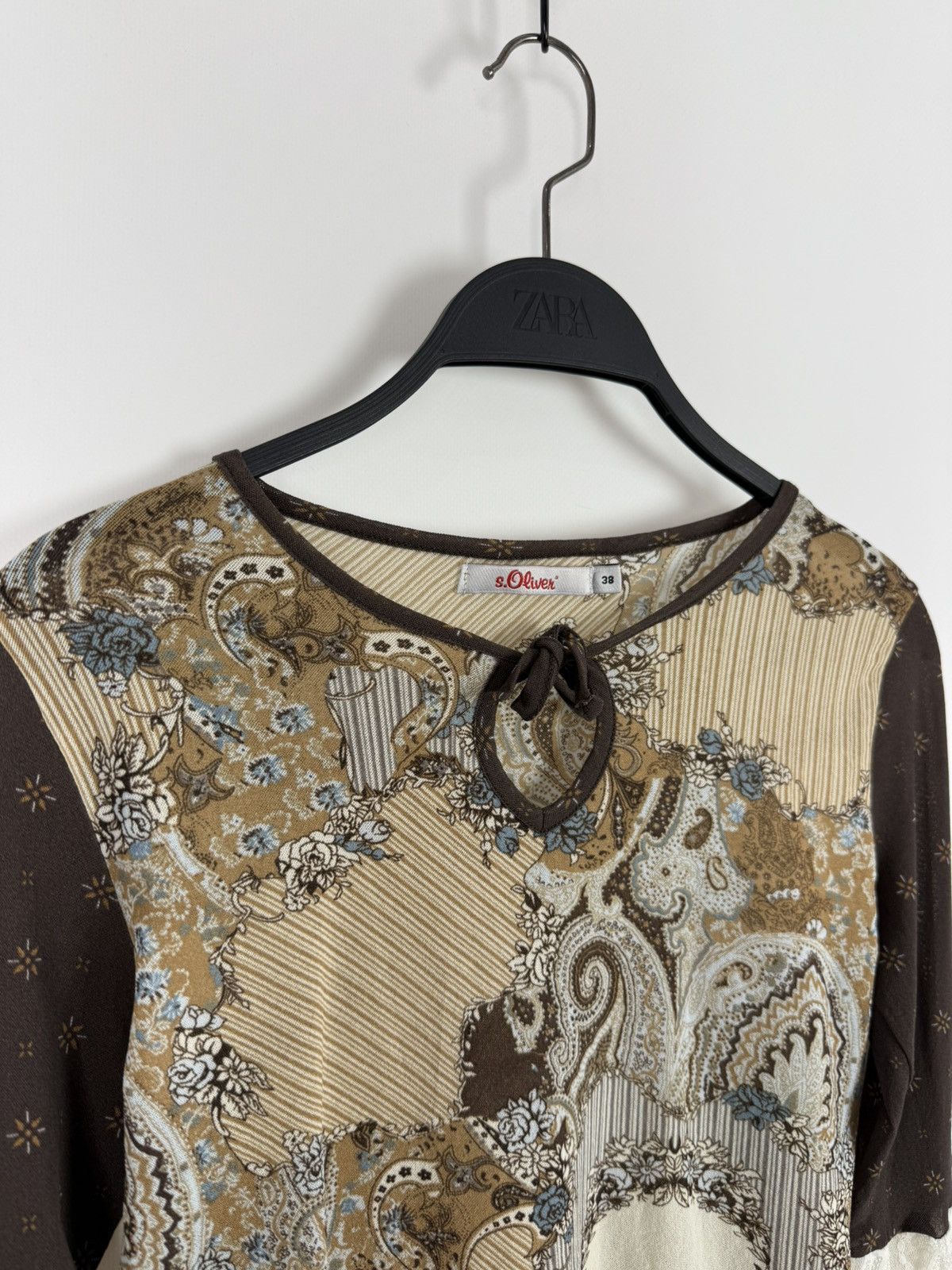 Vintage Y2K Vintage sOliver Boho Printed Mesh Crochet Sleeves Shirt Size M / US 6-8 / IT 42-44 - 2 Thumbnail