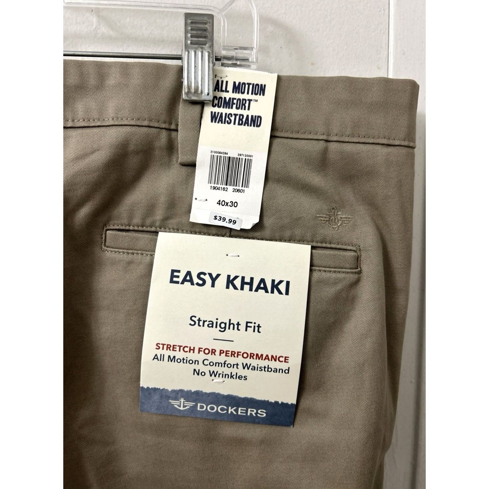 Dockers DOCKERS Easy Khaki Pants Mens 40x30 Tan Straight Fit Stretch Performance NWT Size US 40 / EU 56 - 4 Thumbnail