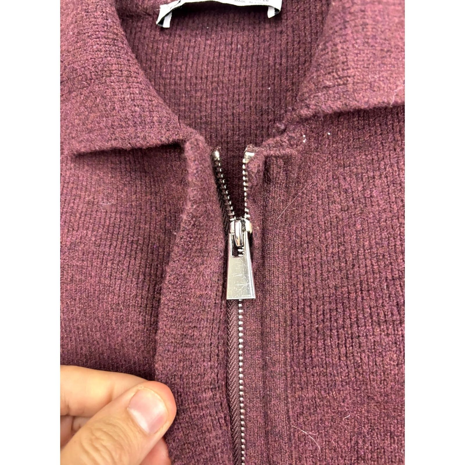 Zara Zara Sweater Jacket Womens Small Purple Collared Full Zip Knit Pockets Cropped Size S / US 4 / IT 40 - 6 Thumbnail