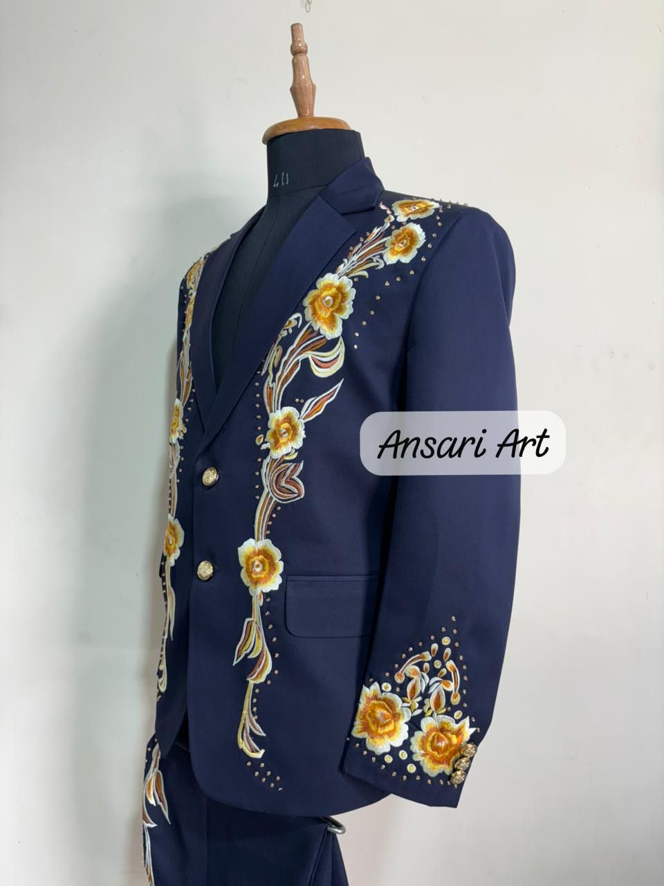 Other Men 2PC Customized floral Eagle embroidery prom cocktail Size 46S - 4 Thumbnail