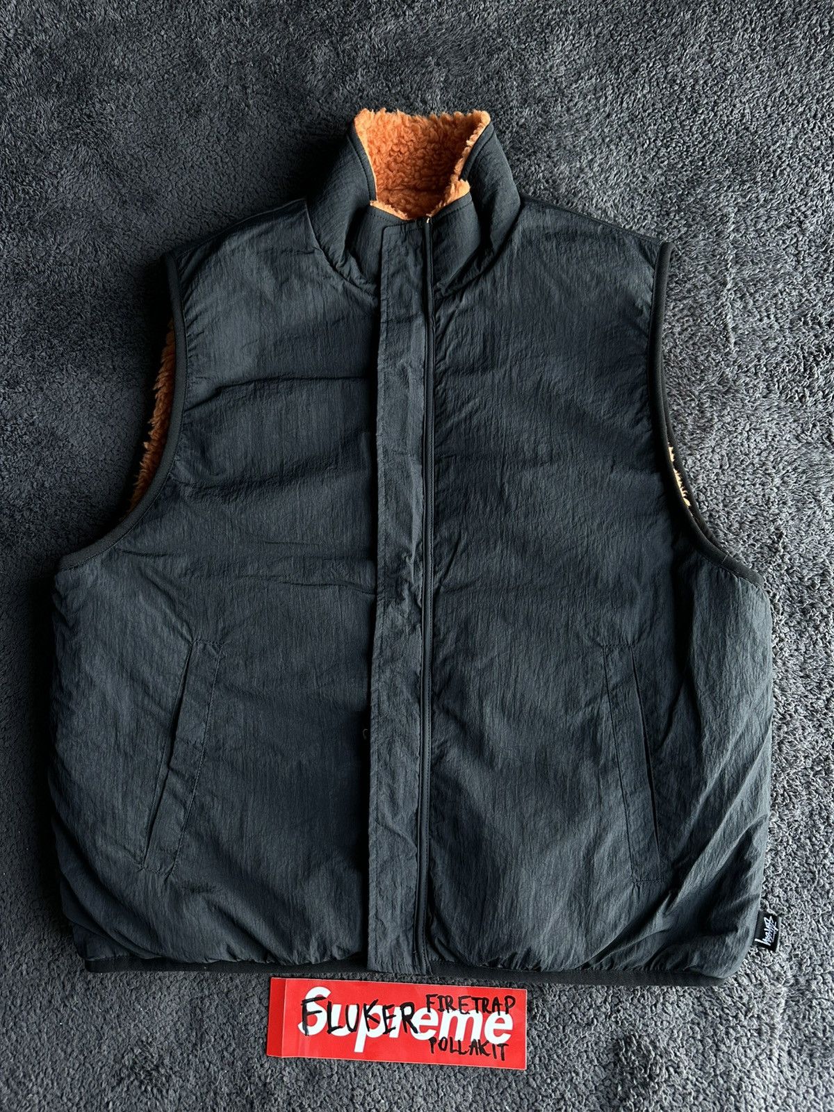 Stussy STUSSY sherpa Reversible Vest Orange Black Size L Used 10/10 Size US L / EU 52-54 / 3 - 10 Thumbnail