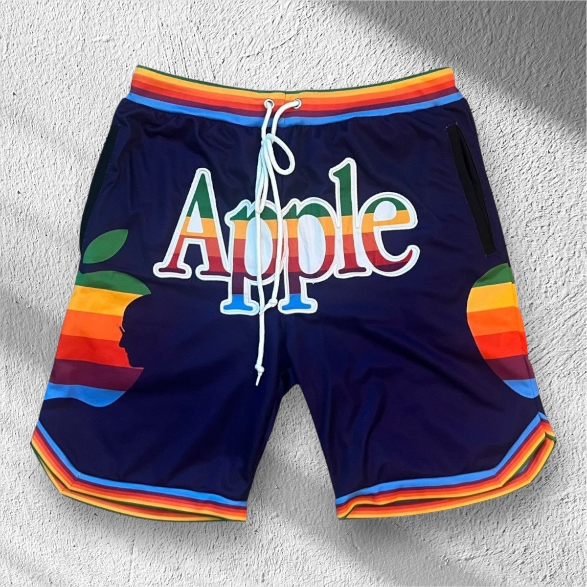 Apple Multicolor Retro Logo Shorts Steve Jobs Large