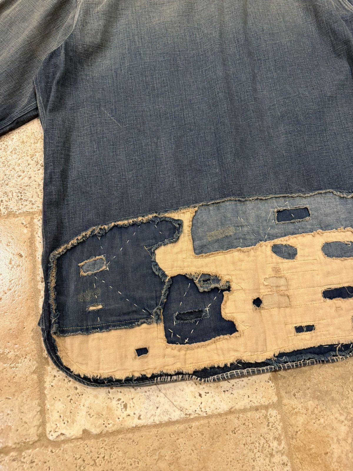 RRL Ralph Lauren RRL Ralph Lauren Limited Edition Boro Patchwork Denim Shirt Size US XL / EU 56 / 4 - 12 Thumbnail