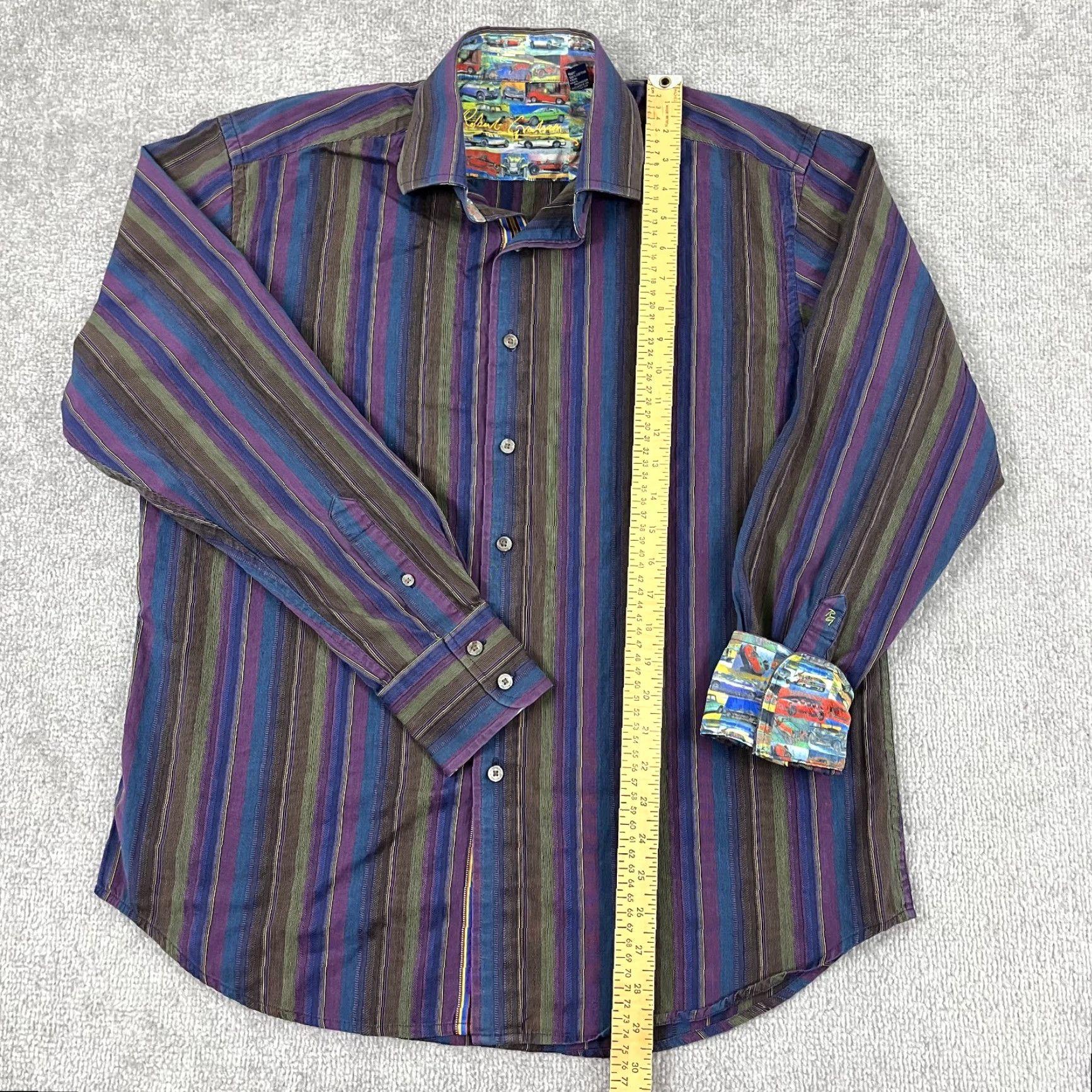Robert Graham Robert Graham Shirt Men Large Multicolor Striped Flip Cuff Button Up Retro Disco Shirt Size US L / EU 52-54 / 3 - 5 Thumbnail