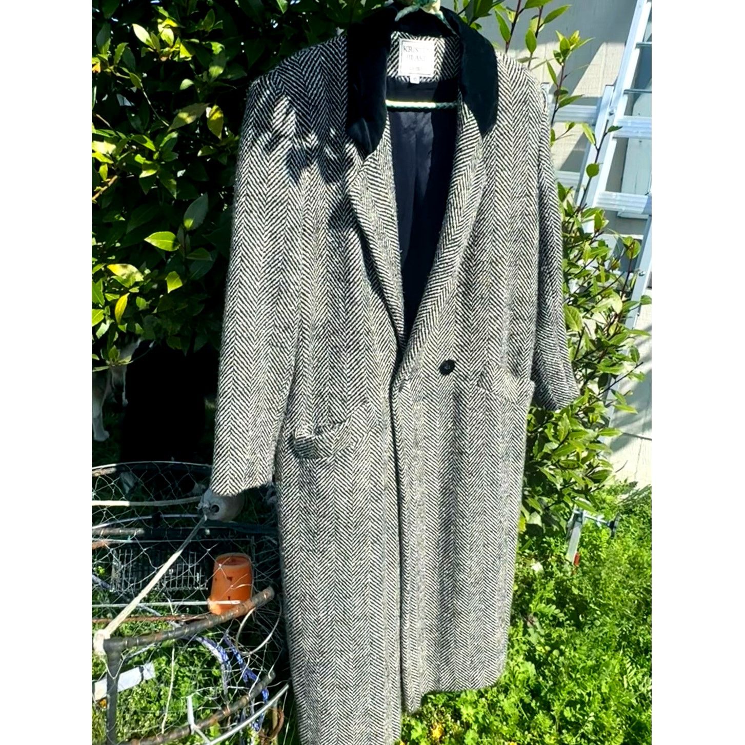 Vintage Vtg '80s Kristen Blake Herringbone Tweed Duster Size M / US 6-8 / IT 42-44 - 1 Thumbnail