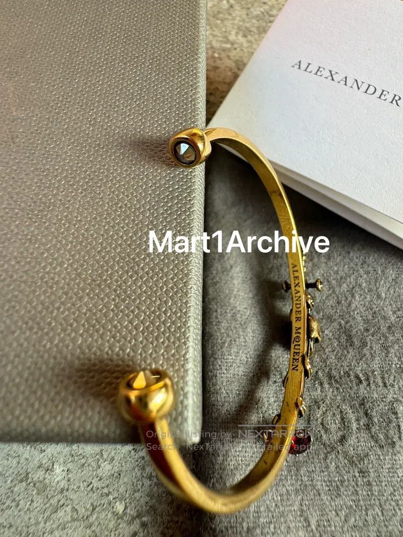 Alexander McQueen ALEXANDER MCQUEEN size S Golden Vintage Sword Skull Gemsto Size ONE SIZE - 3 Thumbnail