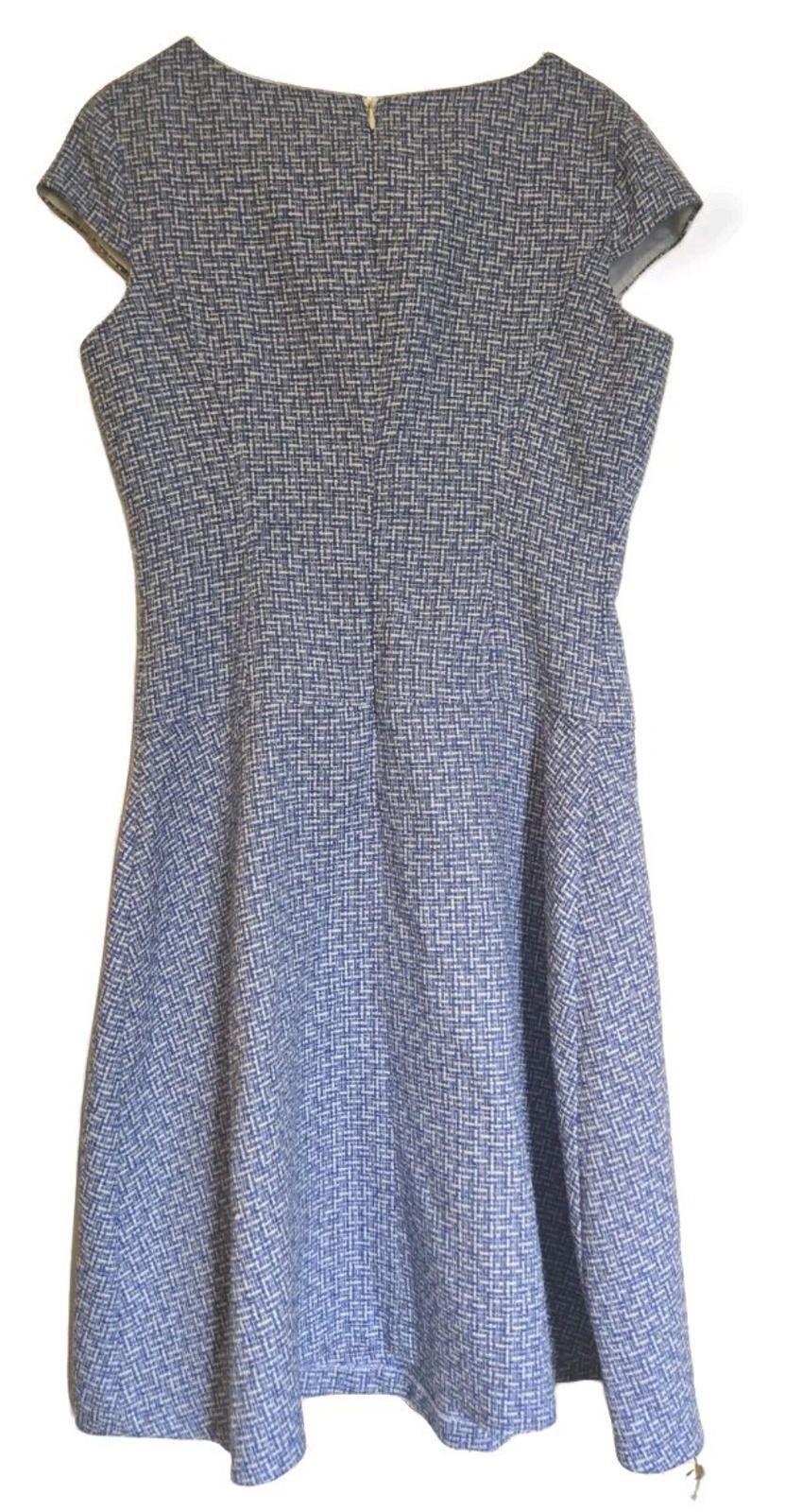 Nice Collective 9 & CO Midi Dress Size 6 Blue White Tweed Fit And Flare A Li Size M / US 6-8 / IT 42-44 - 2 Thumbnail