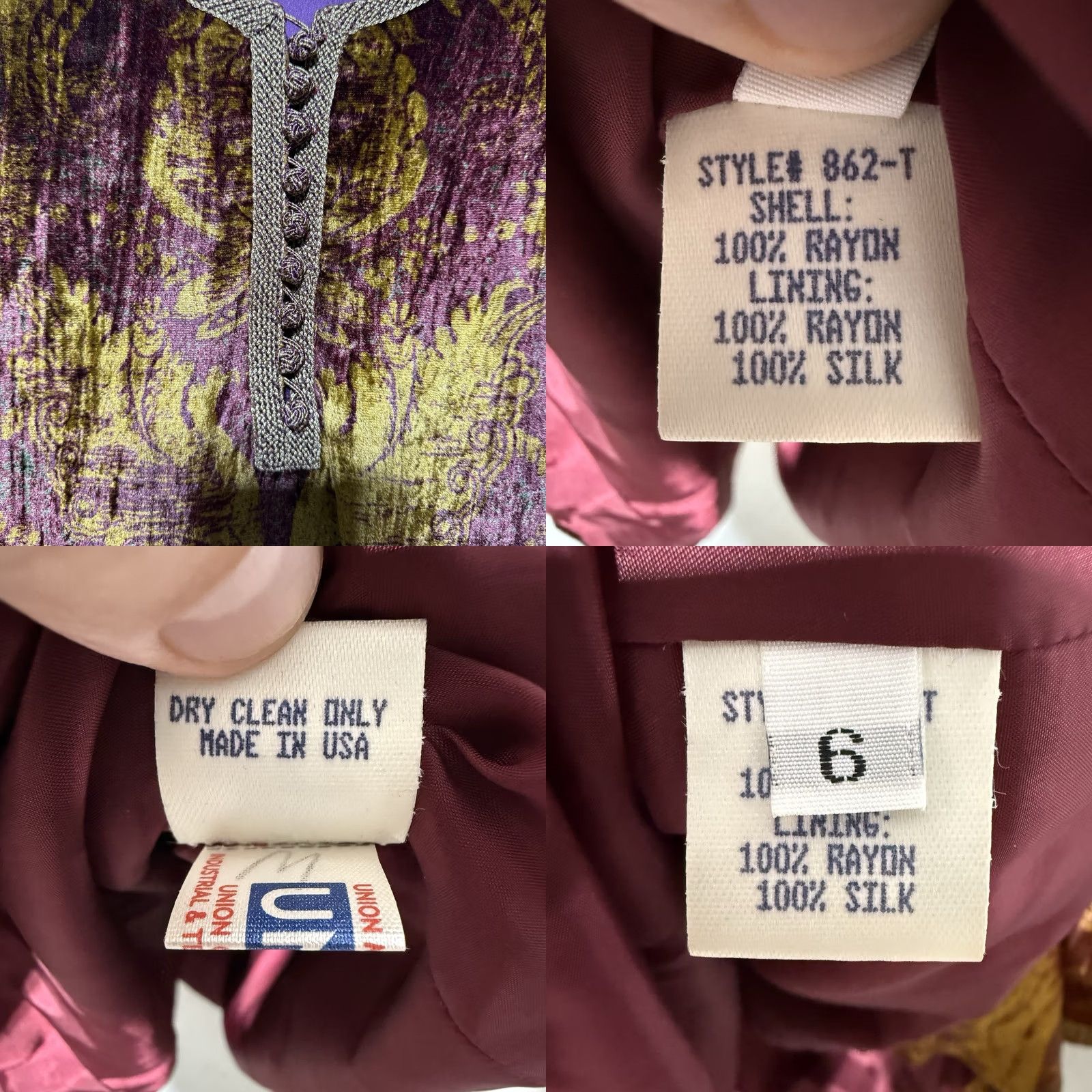 Oscar De La Renta VTG Oscar de la Renta Pink Label 2 Piece Crushed Velvet Union Made Outfit Top & Pants Set Women 1990s Burgundy Gold Velvet Eveningwear USA reads* Size ONE SIZE - 9 Thumbnail