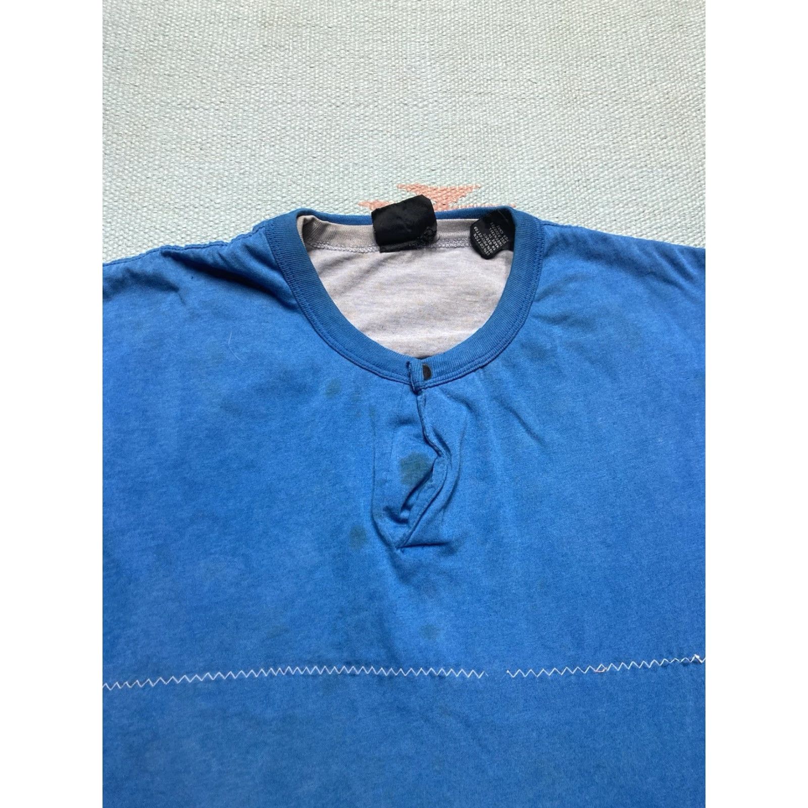 Vintage VINTAGE 70s 80s T-Shirt Henley Gray Blue Adult Large Boxy Mens Size US L / EU 52-54 / 3 - 3 Thumbnail