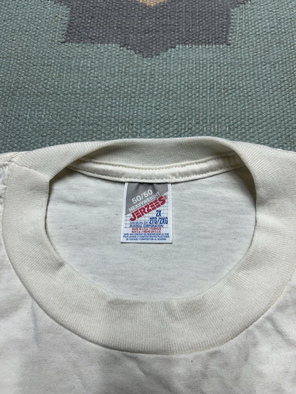 Vintage 80s blank white t shirt jerzees DEADSTOCK STAINS grunge XXL Size US XXL / EU 58 / 5 - 7 Thumbnail