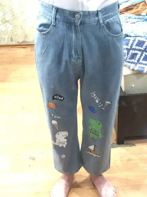 Other Spring and Autumn Cartoon Printed Jeans Size US 27 - 2 Thumbnail
