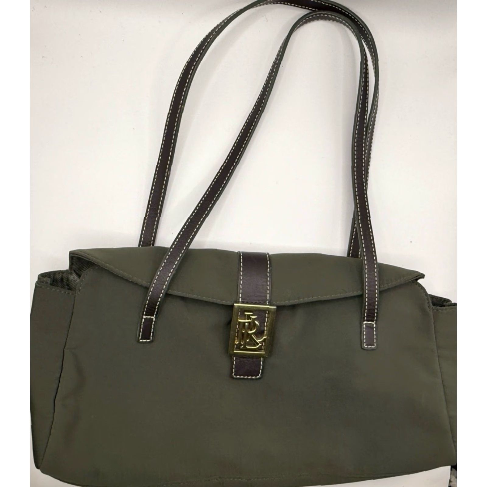 Ralph Lauren VINTAGE Lauren Ralph Lauren Tote Bag Women Medium Green Leather Nylon Casual Size ONE SIZE - 2 Thumbnail