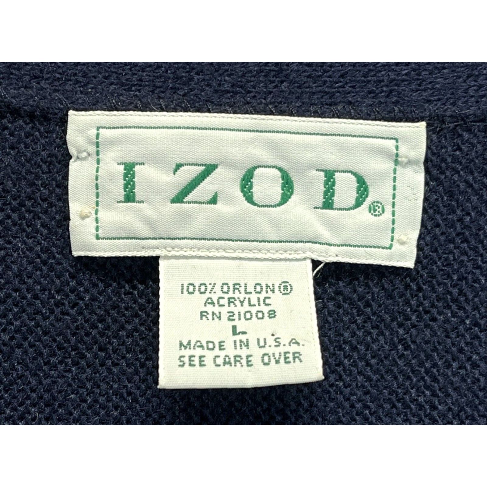 Izod Vintage Izod Cardigan Sweater Sz Large GUC Navy Grandpa Crest Made USA Size US L / EU 52-54 / 3 - 4 Thumbnail
