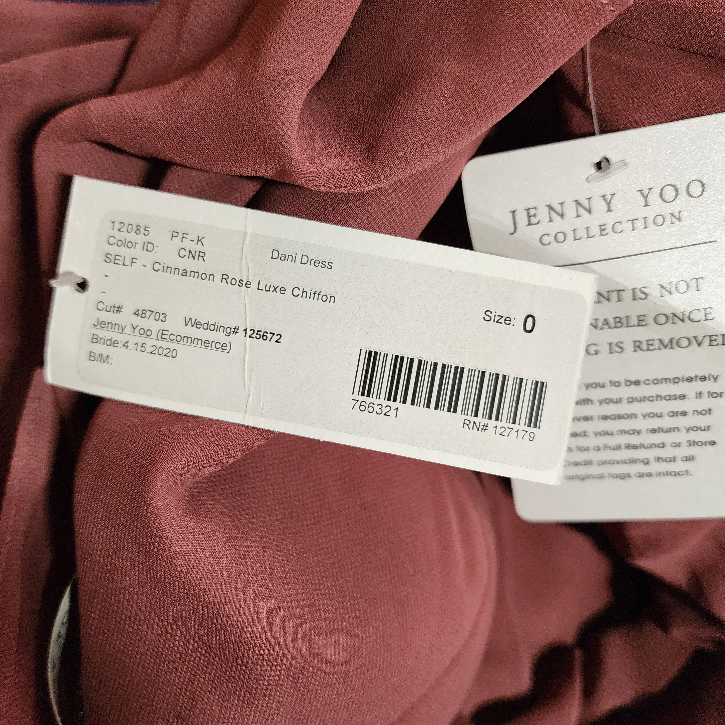 Other JENNY YOO Bridesmaid Dusty Rose Chiffon Gown Size XS / US 0-2 / IT 36-38 - 3 Thumbnail