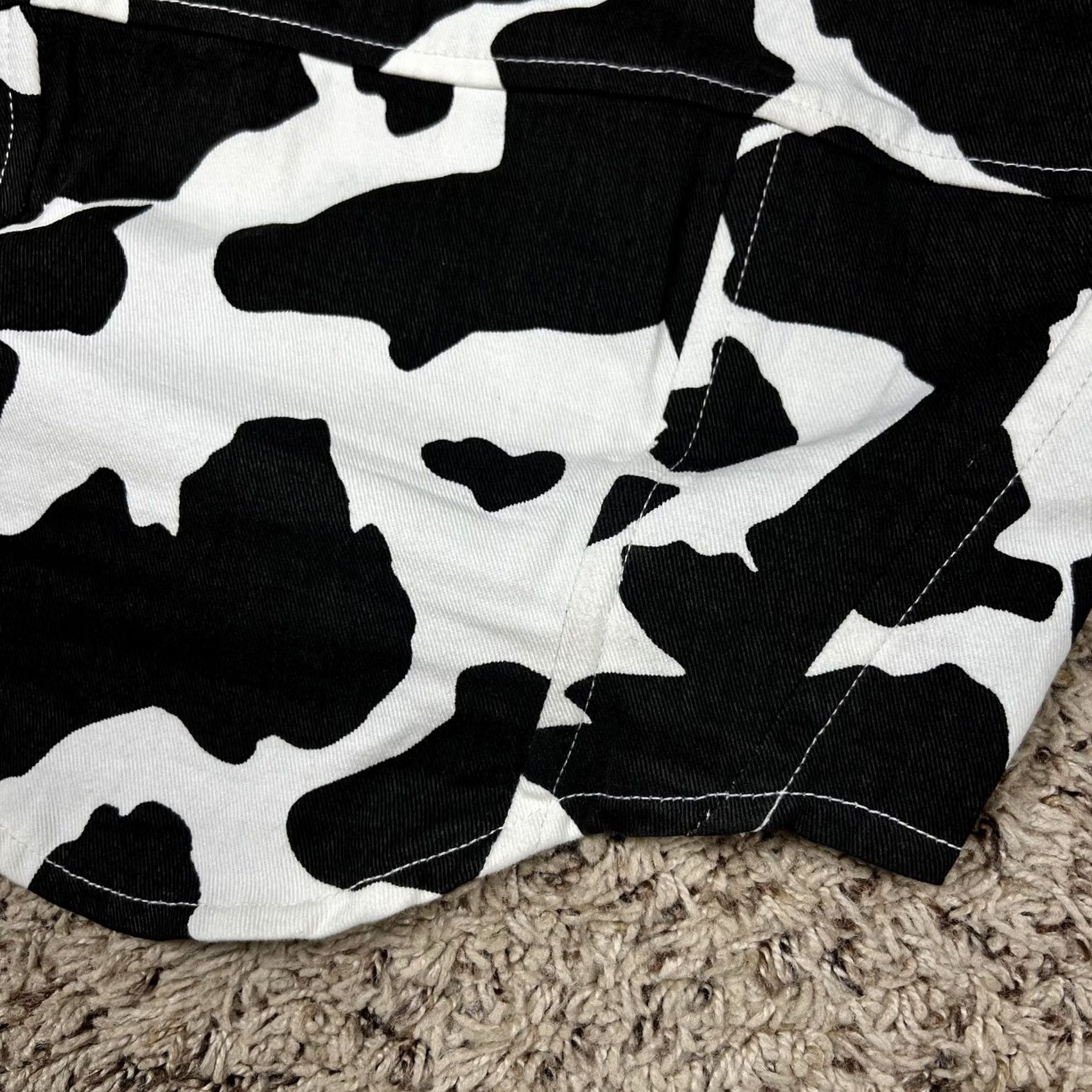 Denime Lone Star Cow Print Corset Structured Denim Crop Top Womens Medium Shirt Sleeveless Cropped Western Cowboy Cowgirl Slim Regular Black Cap Sleeve? Size M / US 6-8 / IT 42-44 - 5 Thumbnail
