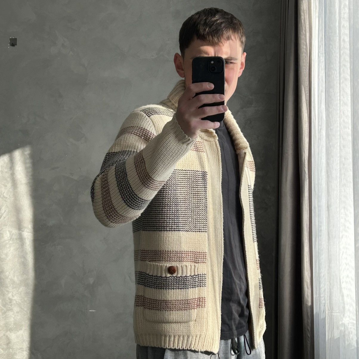 Lee Lee 101 Shawl Neck Knit Wool Cardigan M Size US M / EU 48-50 / 2 - 6 Thumbnail